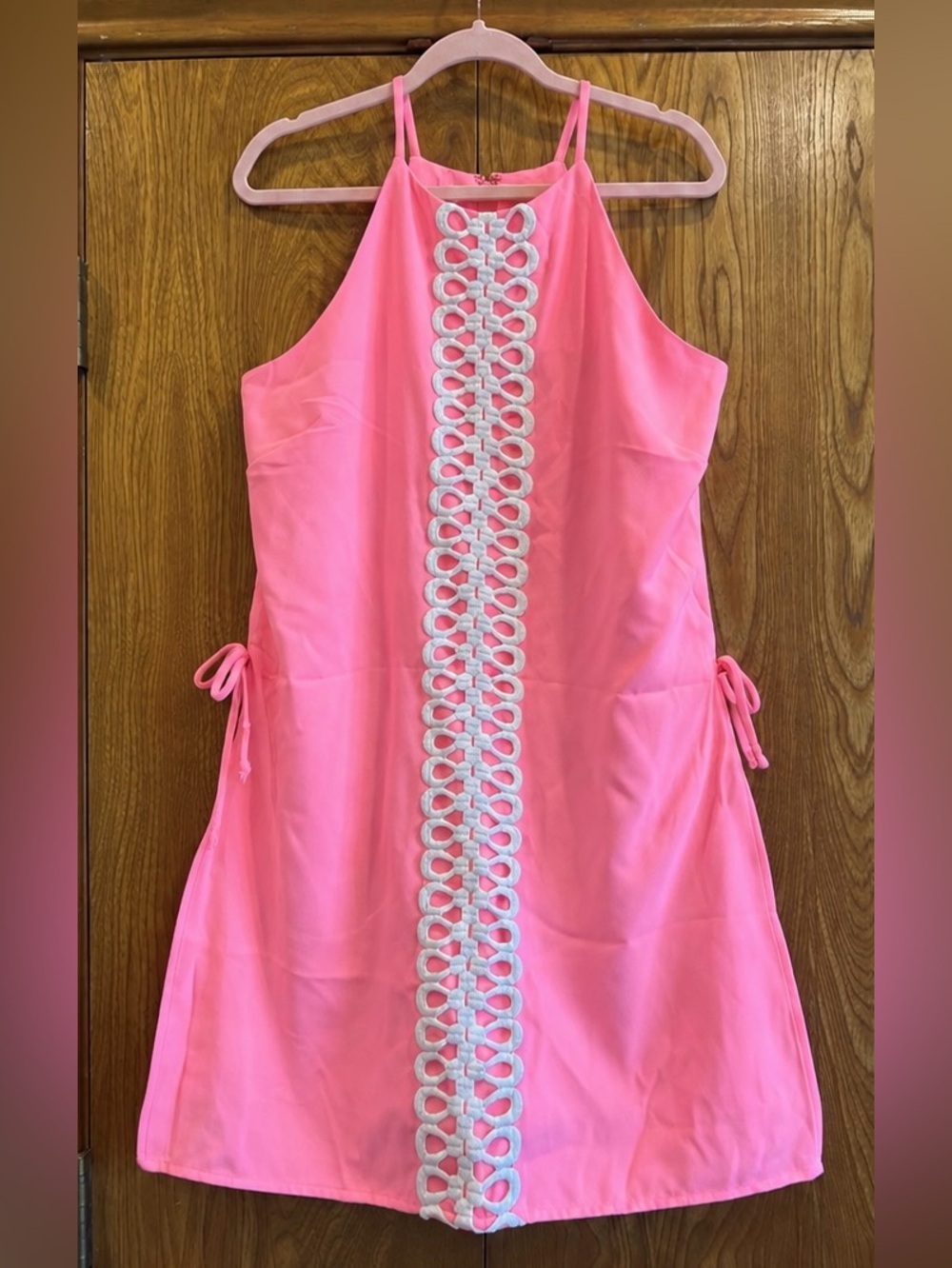 NWT Lilly Pulitzer Pearl Shift Romper Pink Size 12 Halter Side Tie